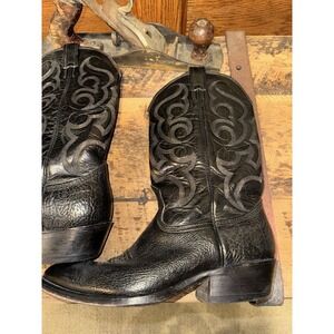 Vintage Nocona Black Leather Cowboy Boots Men's Size 9